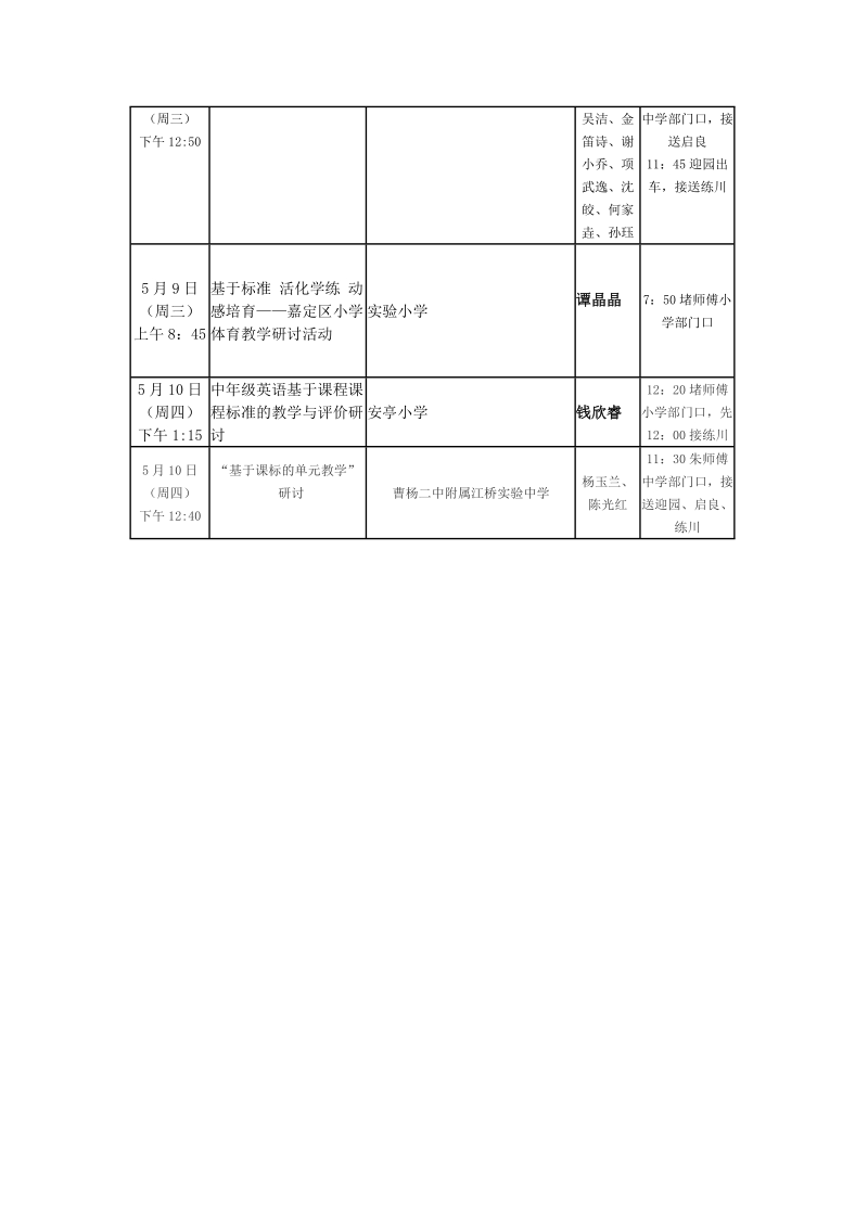 2017学年第二学期第12周中小学教研活动出车安排.doc_第2页