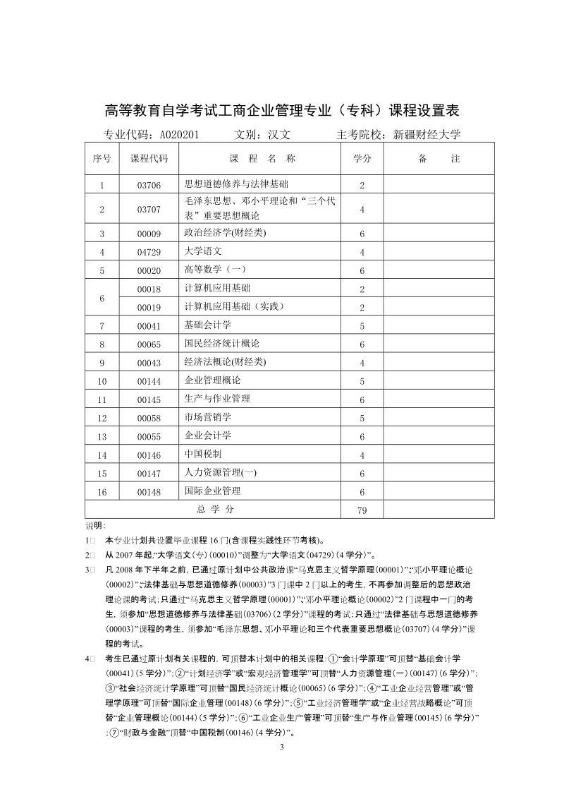 高等教育自学考试统计（会统方向)专业（专科）课程设置表.doc_第3页