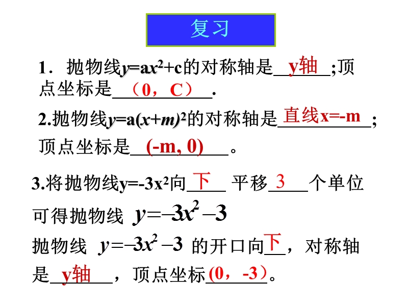 二次函数y=a(x m)2 k图象1.ppt_第2页