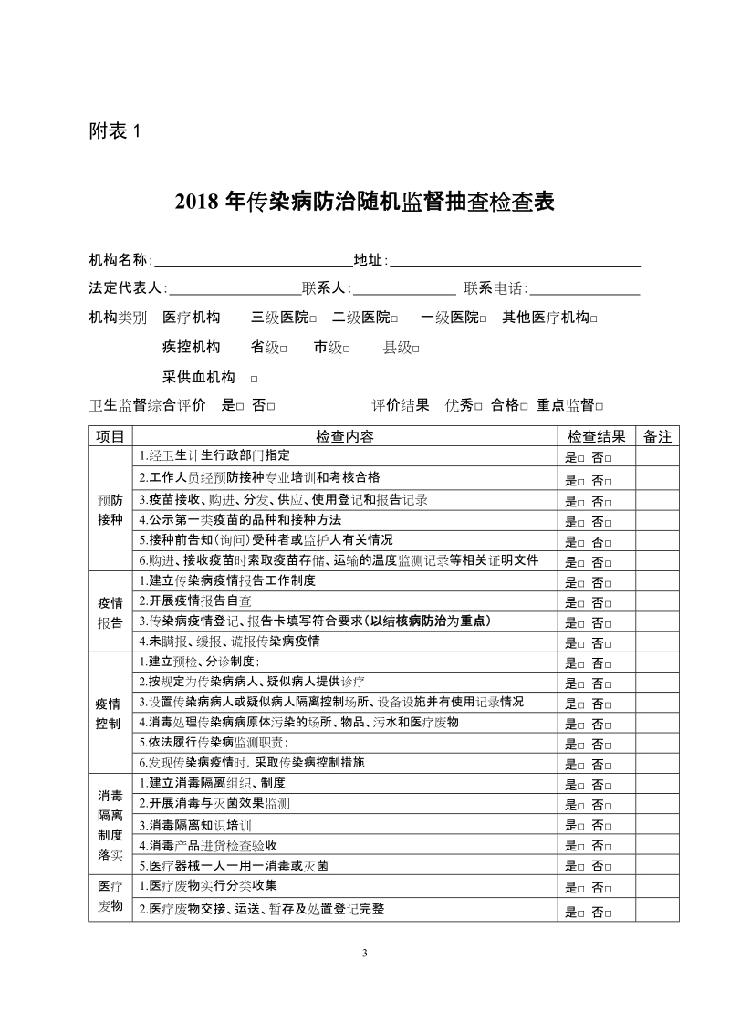 2018年传染病防治随机监督抽查计划.doc_第3页