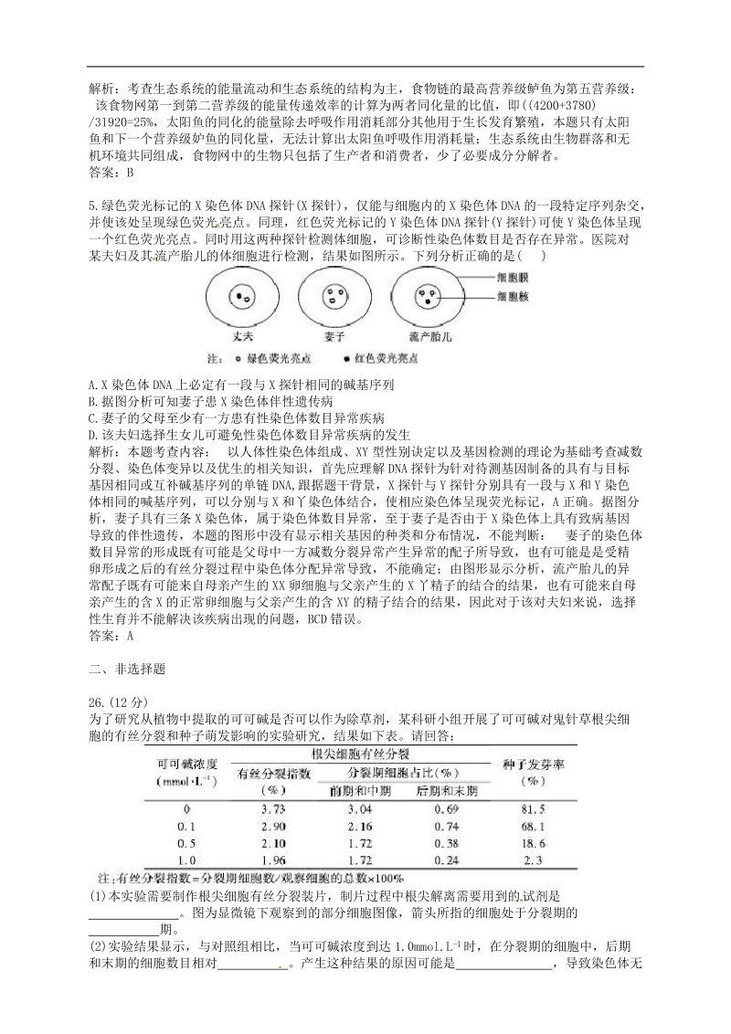 2015年普通高等学校招生全国统一考试（福建卷）生物.doc_第2页