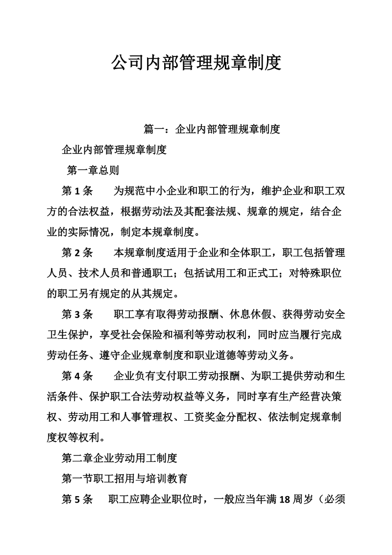 公司内部管理规章制度.doc_第1页