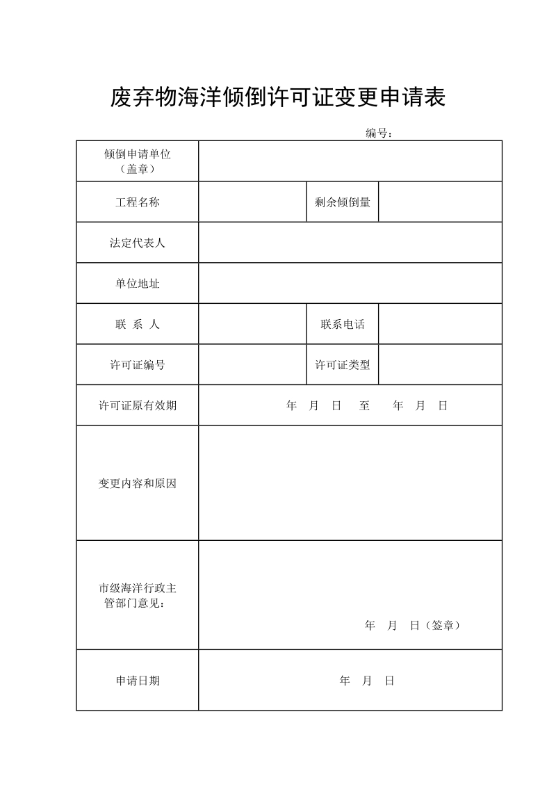 废弃物海洋倾倒许可证变更申请表.doc_第1页