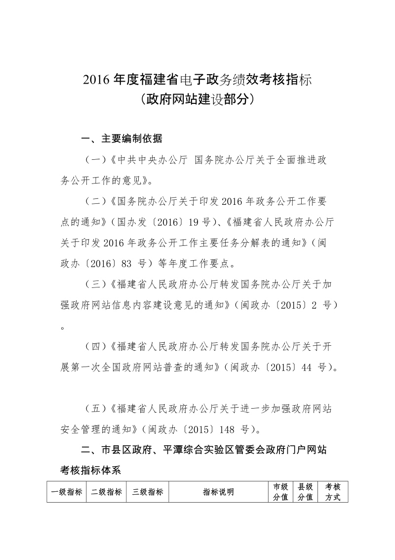 2016年度福建省电子政务绩效考核指标.doc_第1页