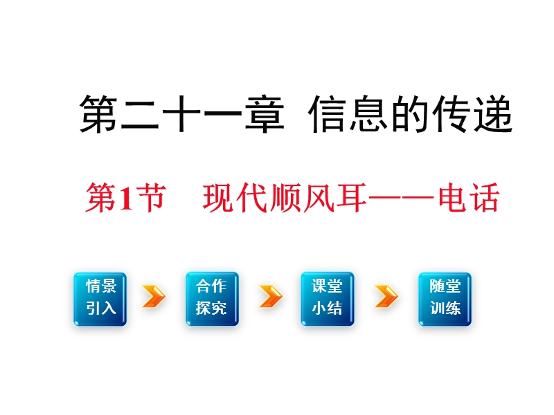 2016春《学练优》九年级物理下册配套课件第二十一章-信息的传递-第1节-现代顺风耳电话.ppt.ppt_第1页