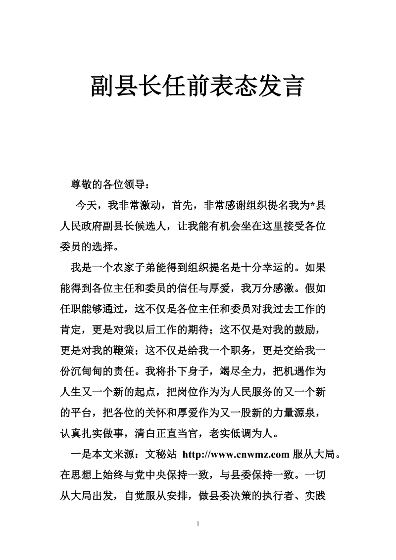 副县长任前表态发言.doc_第1页