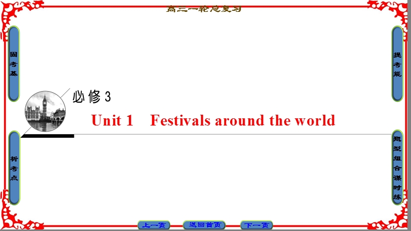 2018高三英语(浙江专版)一轮复习第1部分必修3unit1festivalsaroundtheworld.ppt_第1页