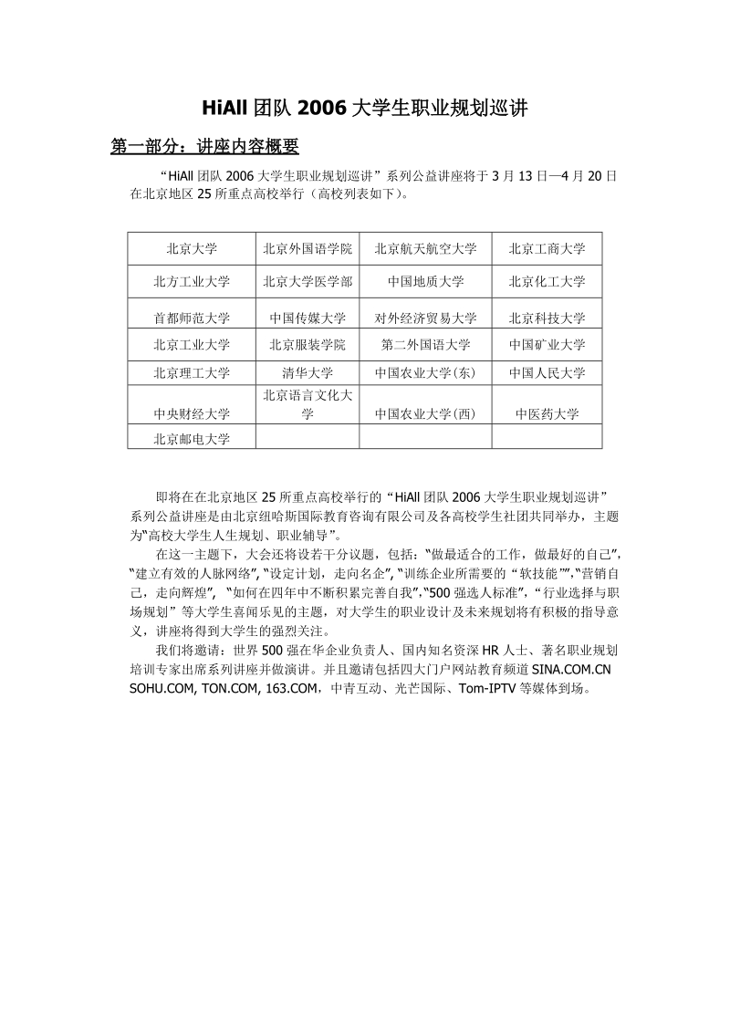 hiall团队2006大学生职业规划巡讲.doc_第1页