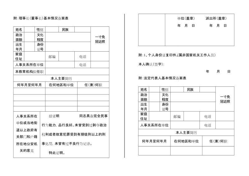 附：董事长（理事长）基本情况备案表.doc_第1页