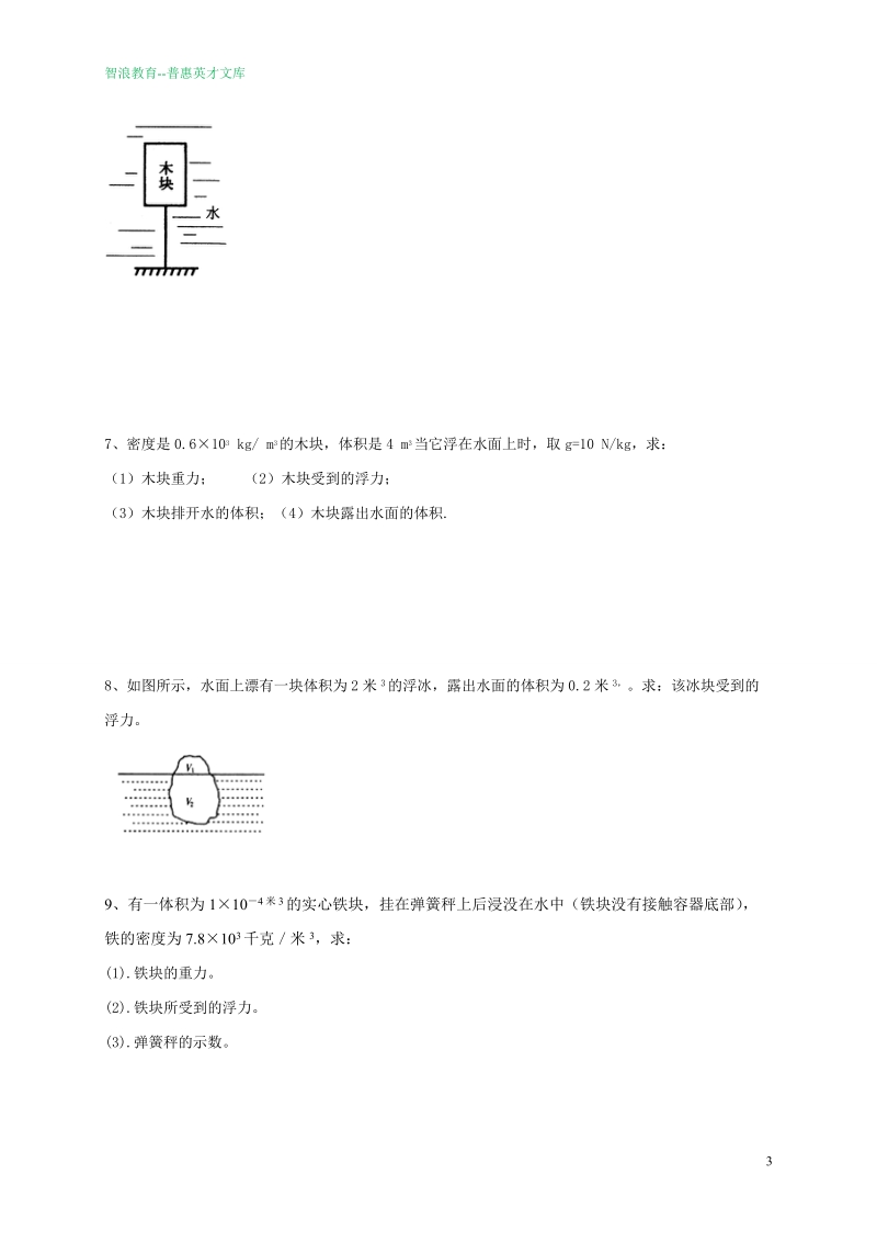 专题--压强浮力计算题精选含答案.doc_第3页