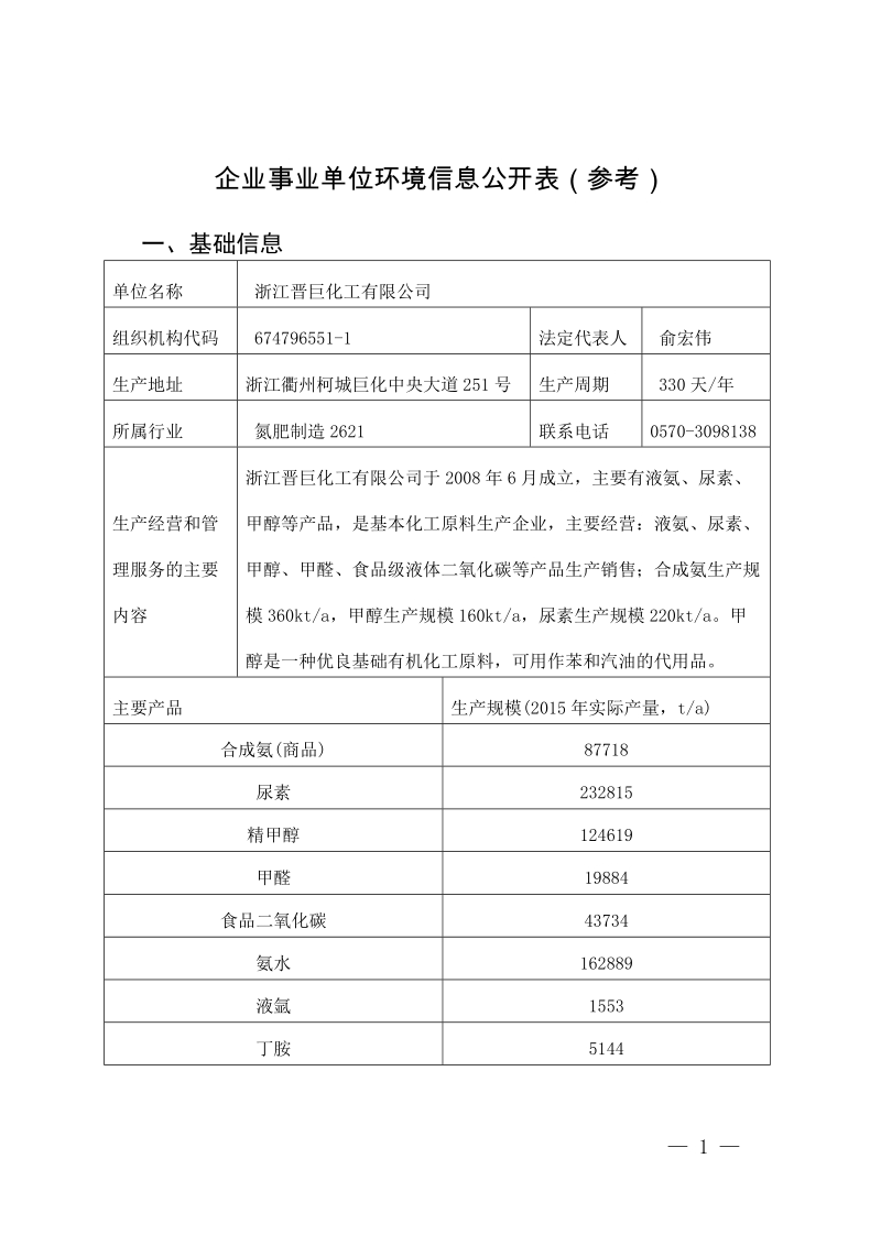 企业事业单位环境信息公开表参考.doc_第1页