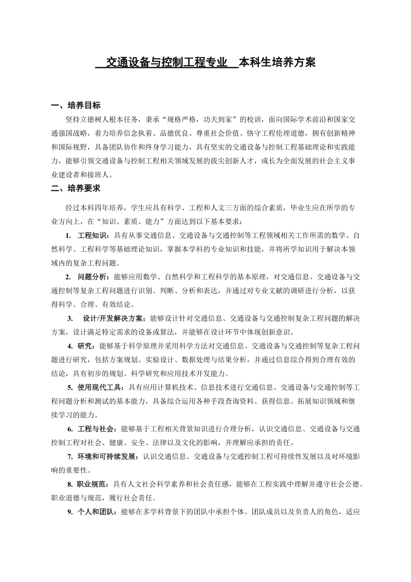 交通设备与控制工程专业本科生培养方案.doc_第1页