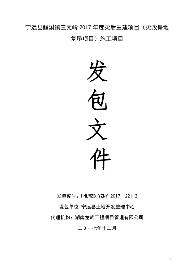 宁远县鲤溪镇三元岭2017年度灾后重建项目（灾毁耕地复垦项.doc_第1页