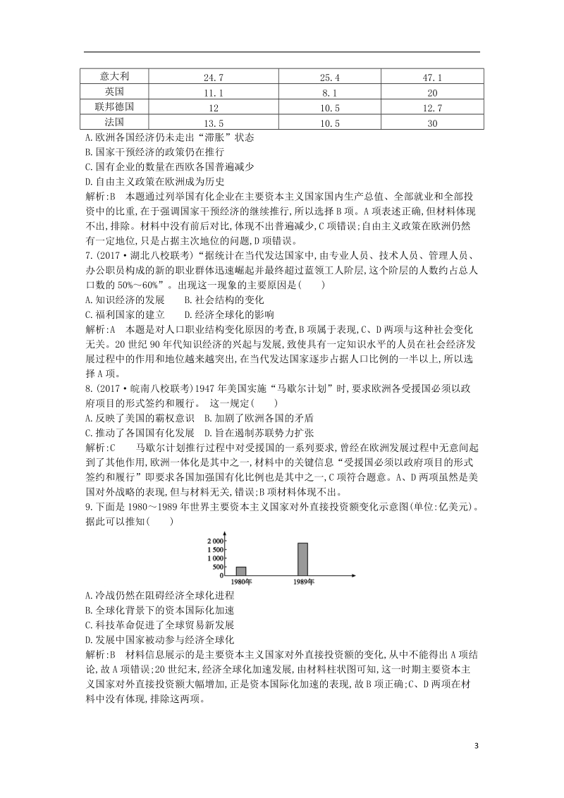 2018届高考历史二轮复习第一部分现代篇信息文明时代的世界与中国板块11多极化与全球化趋势_第二次世界大战后世界的发展演变试题.doc_第3页