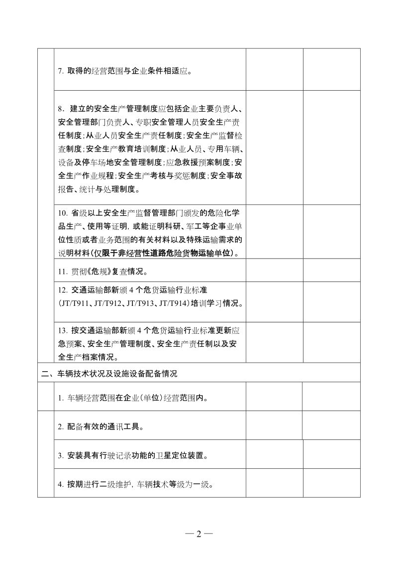 附件1：贵州省道路危险货物运输检查表.doc_第2页