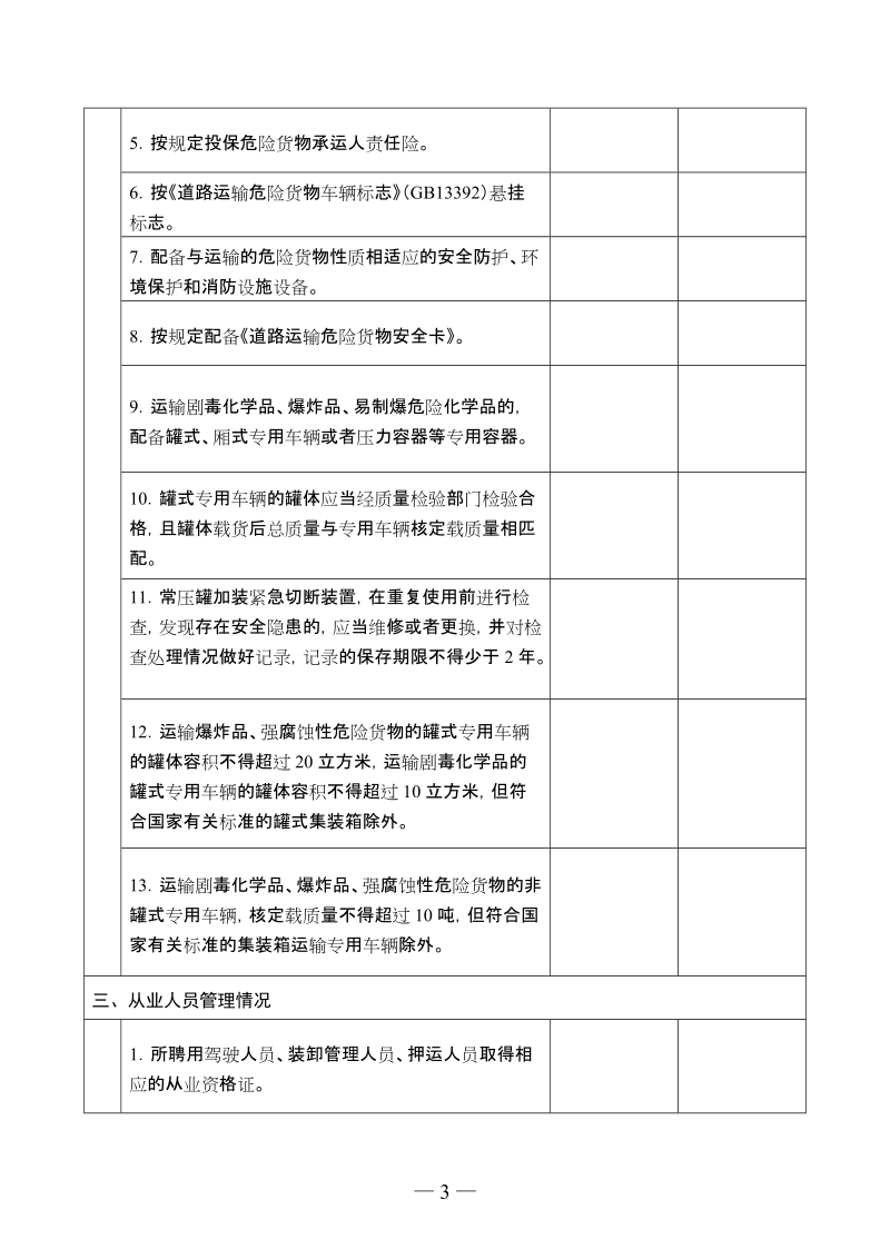 附件1：贵州省道路危险货物运输检查表.doc_第3页