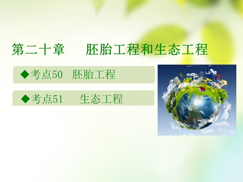 600分考点 700分考法（a版）2019版高考生物总复习 第二十章 胚胎工程和生态工程课件.ppt_第1页