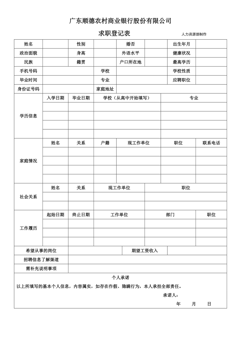 附件：《求职登记表》.doc_第1页