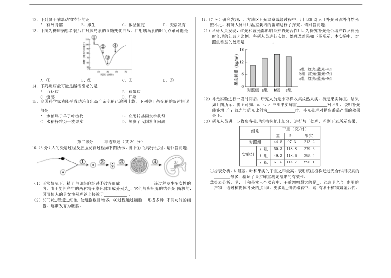 北京市丰台区2018届中考生物二模试题.doc_第2页