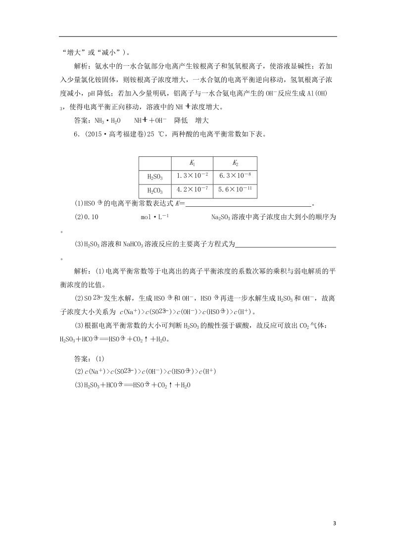 2019版高考化学总复习 第8章 水溶液中的离子平衡 第1节 弱电解质的电离平衡高考真题实践 新人教版.doc_第3页