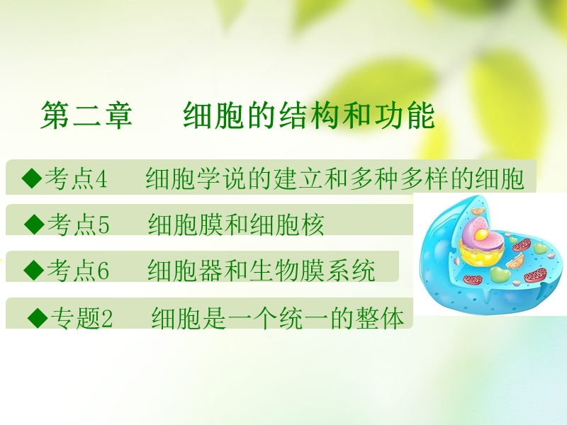 600分考点 700分考法（a版）2019版高考生物总复习 第二章 细胞的结构和功能课件.ppt_第1页