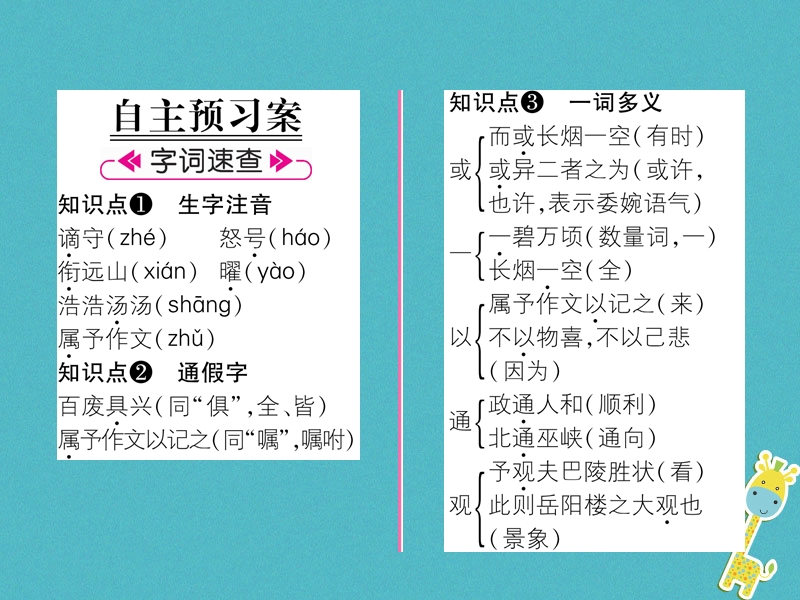 2018年九年级语文上册 第三单元 10 岳阳楼记作业课件 新人教版.ppt_第2页