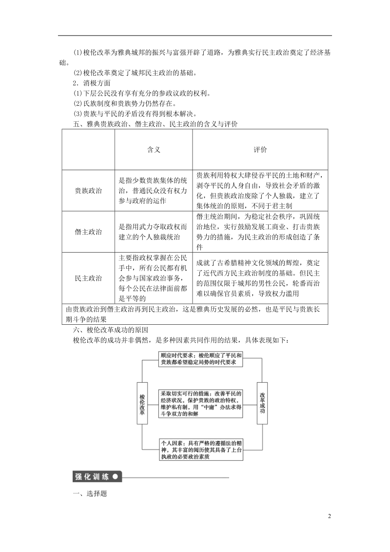 2017_2018学年高中历史第1单元梭伦改革单元学习小结学案新人教版选修.doc_第2页