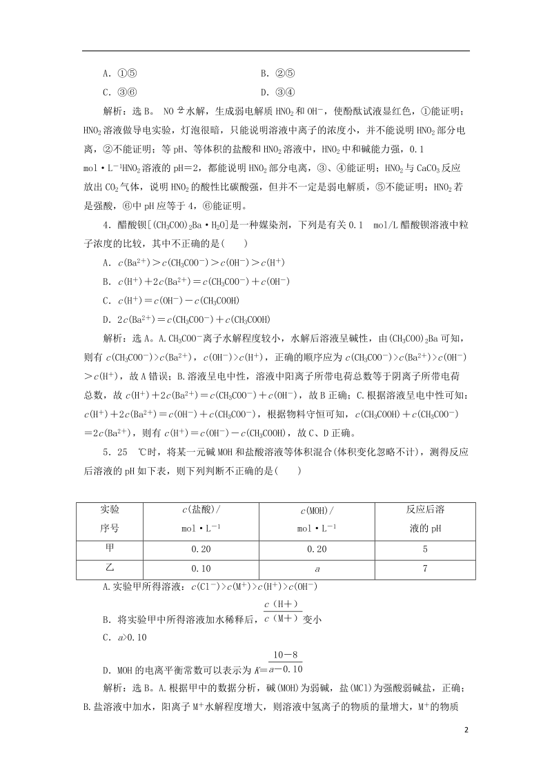 2019版高考化学总复习 第8章 水溶液中的离子平衡章末综合检测 新人教版.doc_第2页