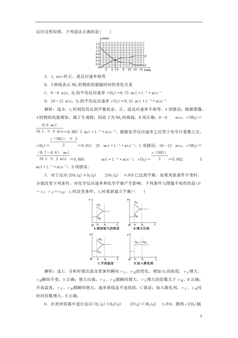 2019版高考化学总复习 第7章 化学反应速率和化学平衡 第1节 化学反应速率及其影响因素模拟预测通关 新人教版.doc_第2页