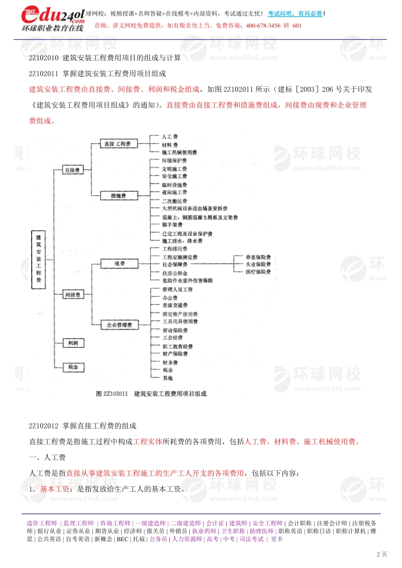 第8讲 2Z102010建筑安装工程费用项目的组成与计算(一)(2012年新版).doc_第2页