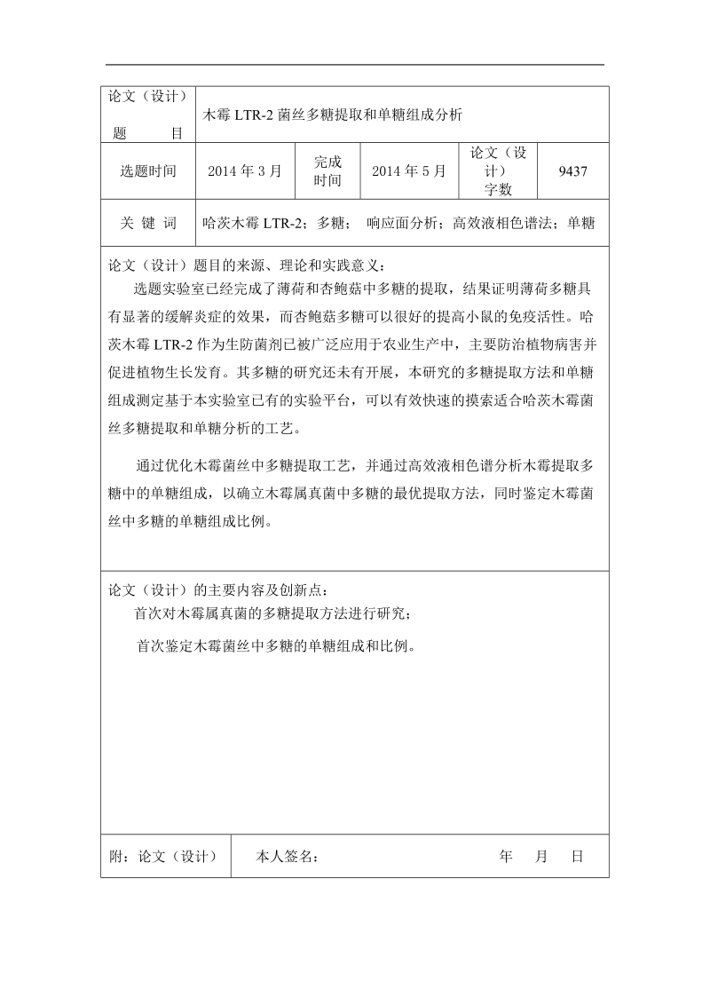 化学工程工艺毕业论文—木霉ltr-2菌丝多糖提取和单糖组成分析  刘帅帅 .doc_第2页