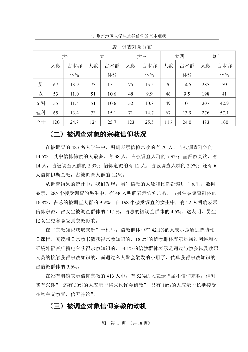 荆州地区大学生宗教信仰问题调查分析本科毕业论文设计正文 p20.doc_第2页