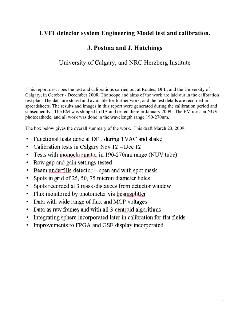 uvit detector system engineereing model test and calibration.doc_第1页