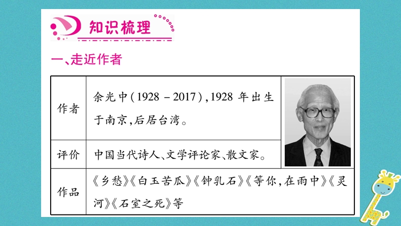 （毕节专版）2018九年级语文上册 第1单元 3 乡愁习题课件 新人教版.ppt_第2页