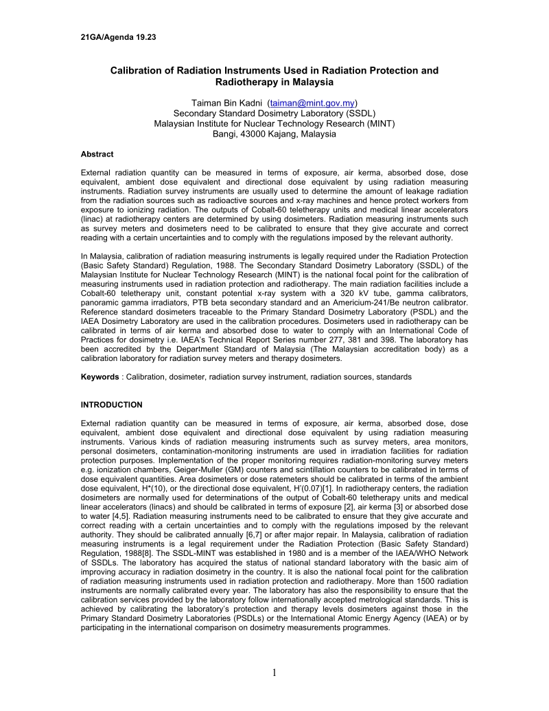 calibration of radiation instruments used in radiation protection.doc_第1页