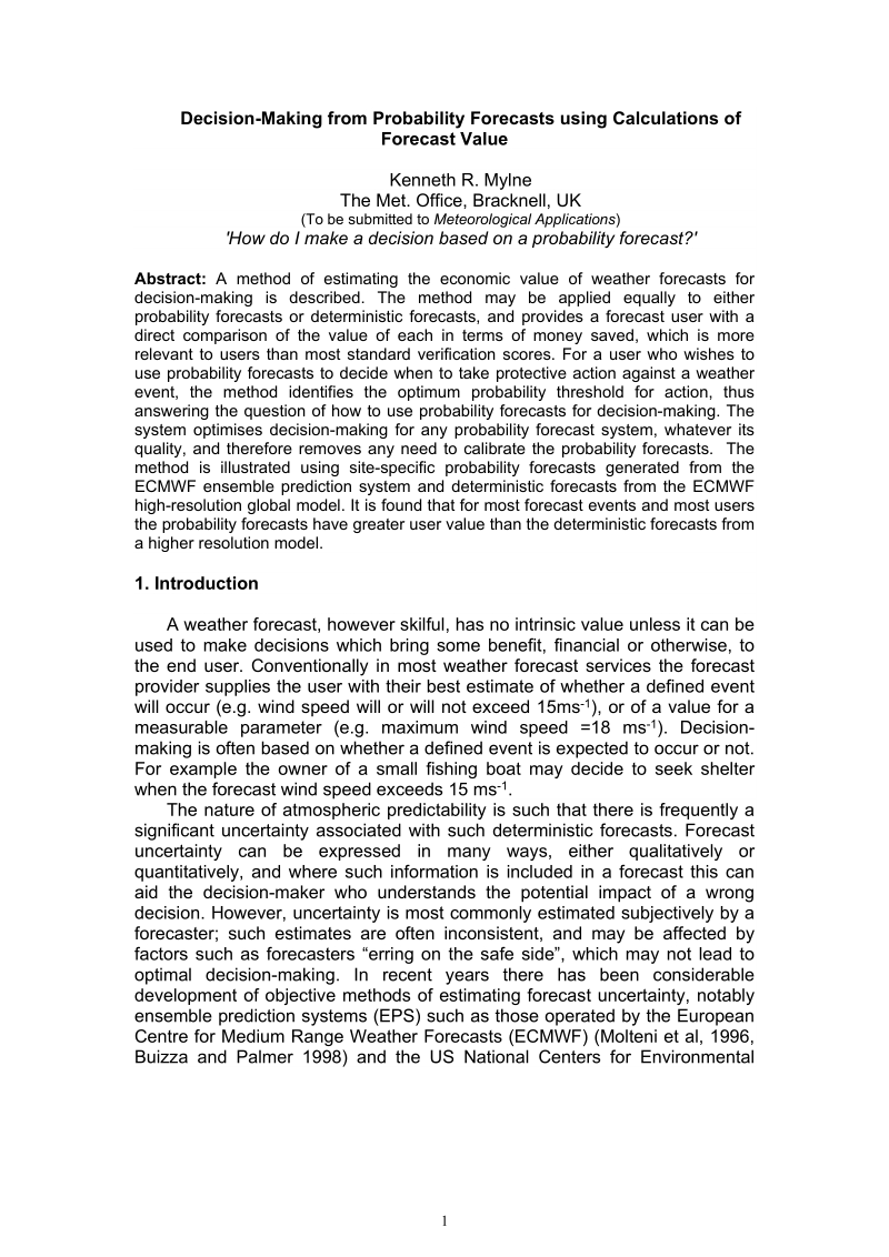 decision-making from probability forecasts using calculations of.doc_第1页