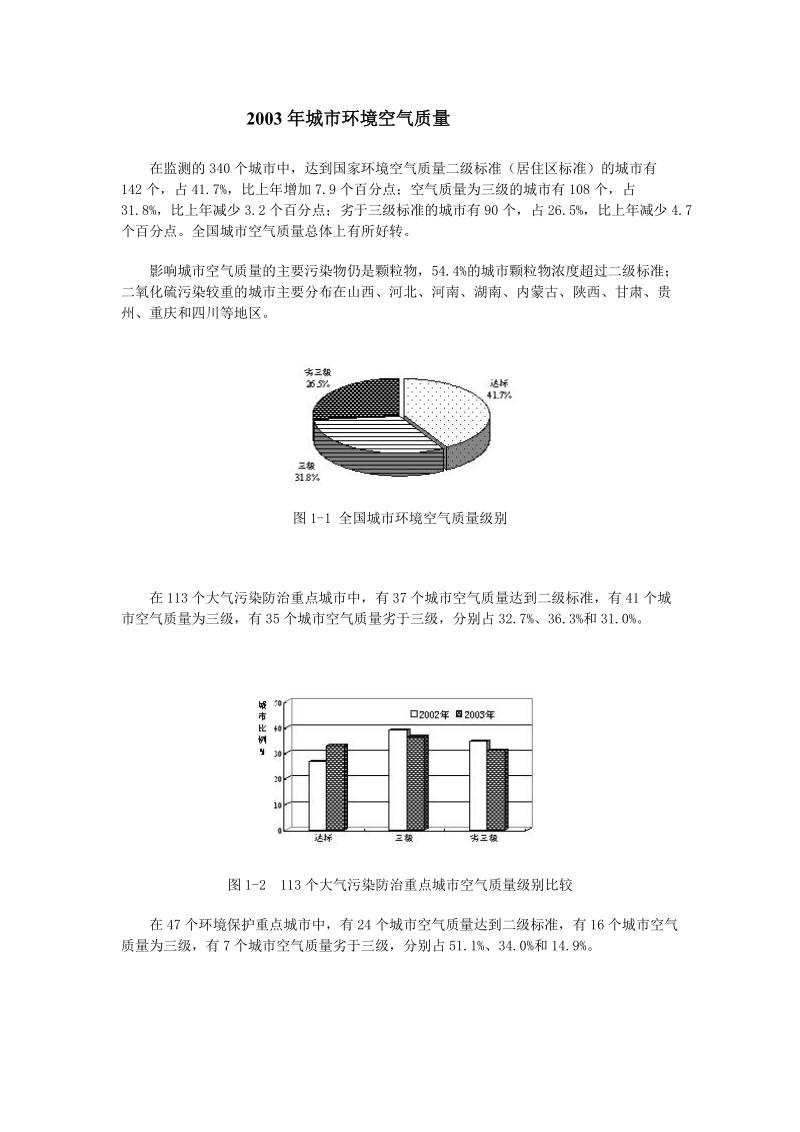 2003年城市环境空气质量.doc_第1页