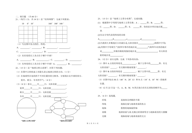 2006年七年级地理9月份月考试题.doc_第2页