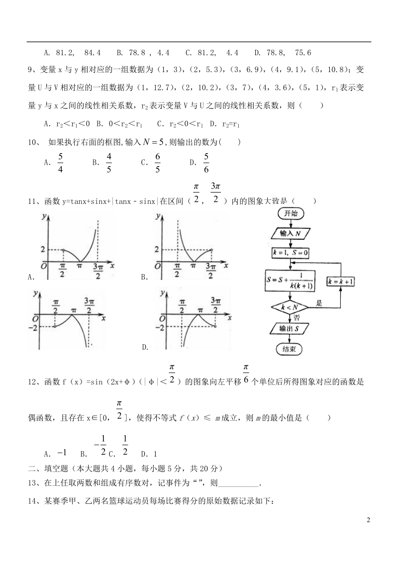 河南省实验中学2017_2018学年高一数学下学期期中试题.doc_第2页