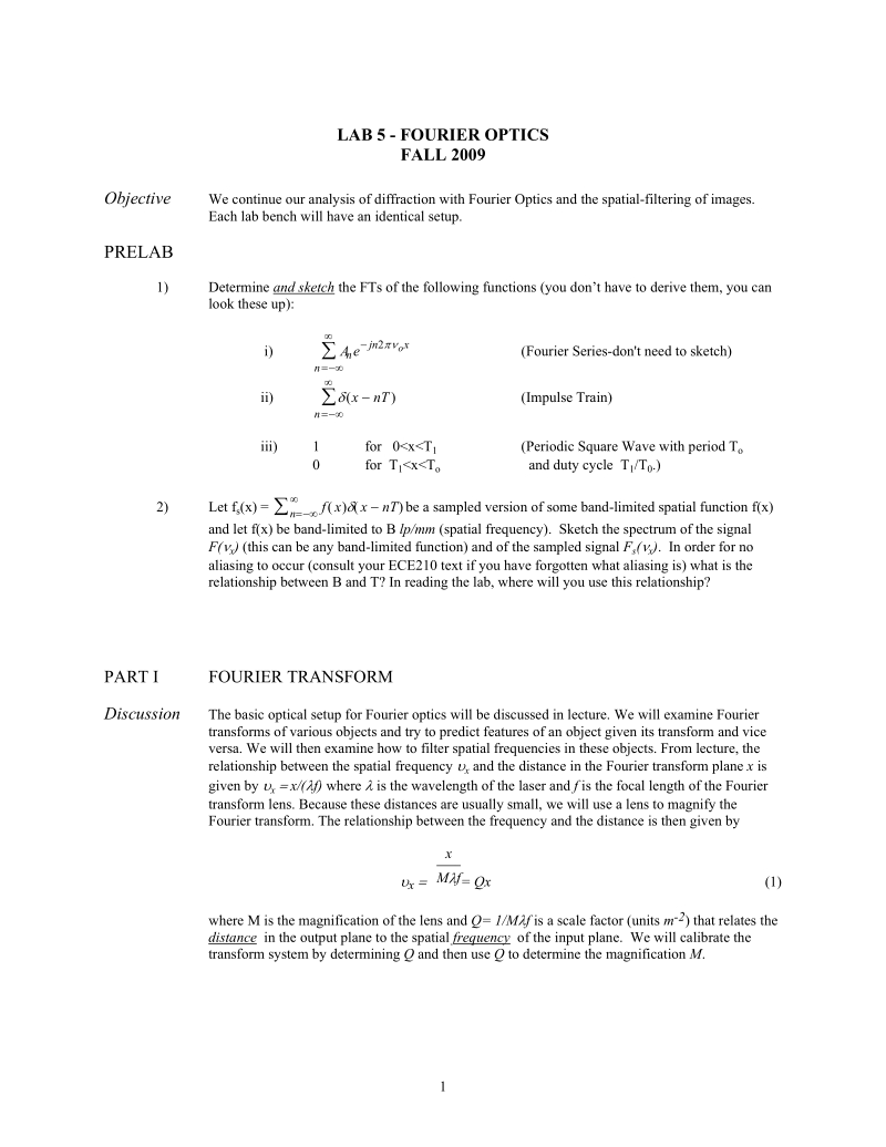 lab 1 - simple diffraction, fourier optics and acousto-optics.doc_第1页