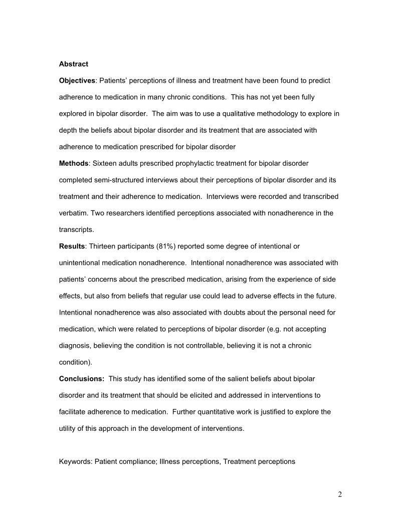 adherence to medication in bipolar disorder a qualitative study.doc_第2页