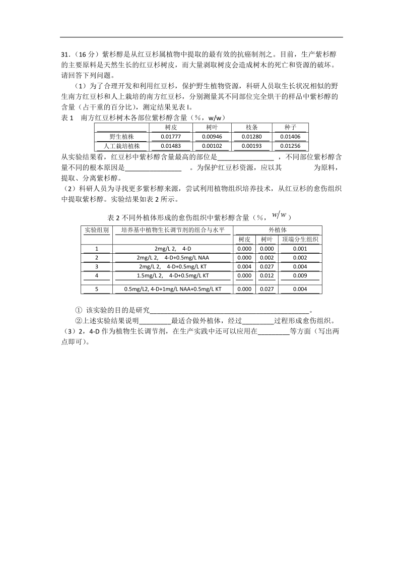 2013高考百天仿真冲刺卷(理综生物试卷) （九）.doc_第3页