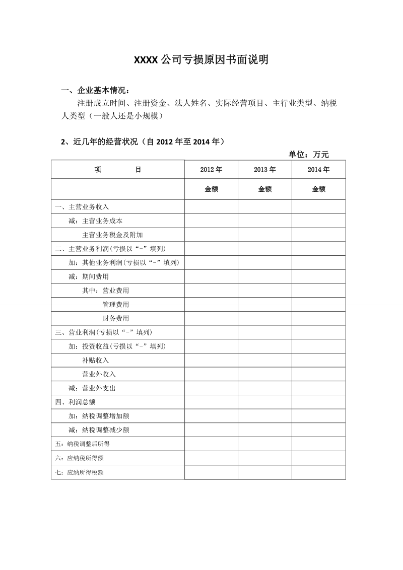 亏损企业自查说明提纲 - 天津市国家税务局门户网站 ….doc_第1页