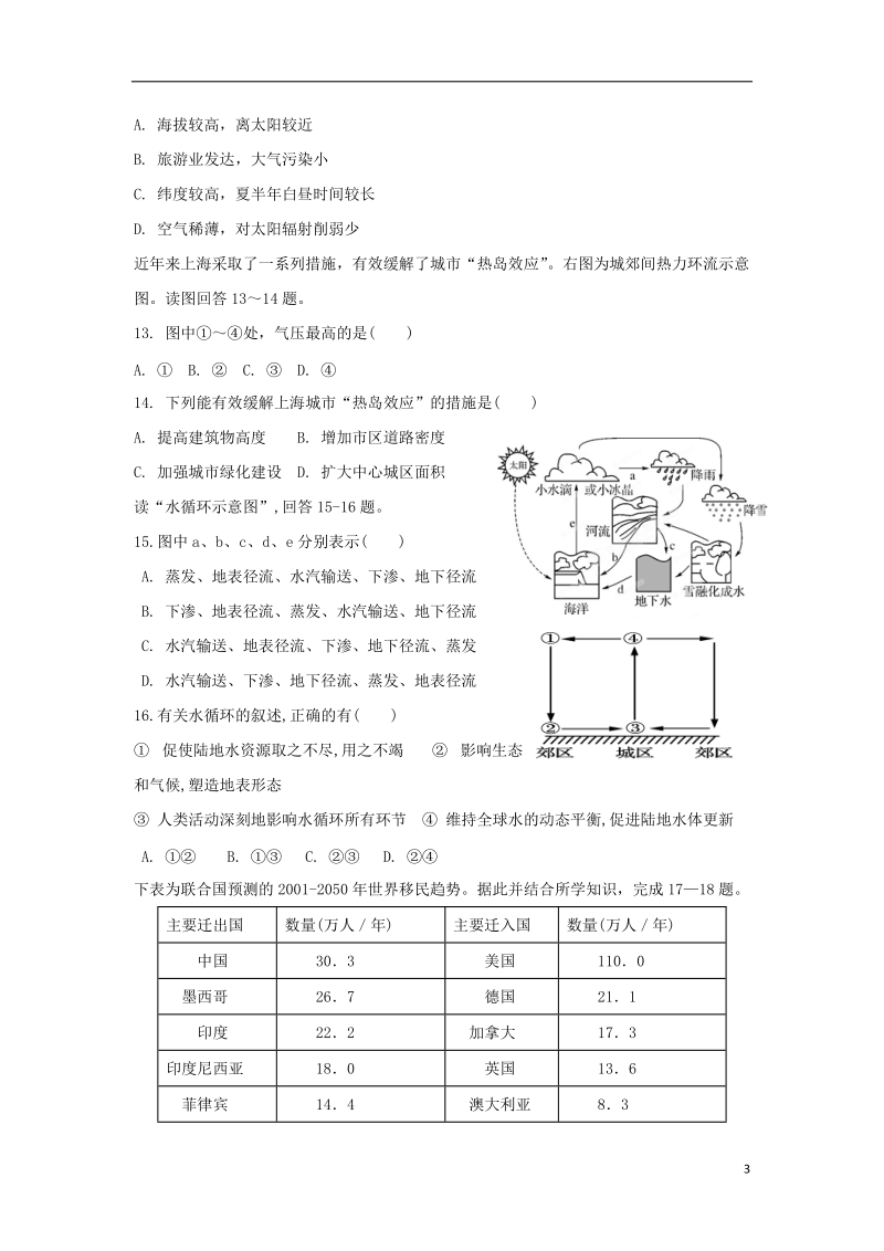 山东省淄博市淄川中学2017_2018学年高一地理下学期期中试题.doc_第3页