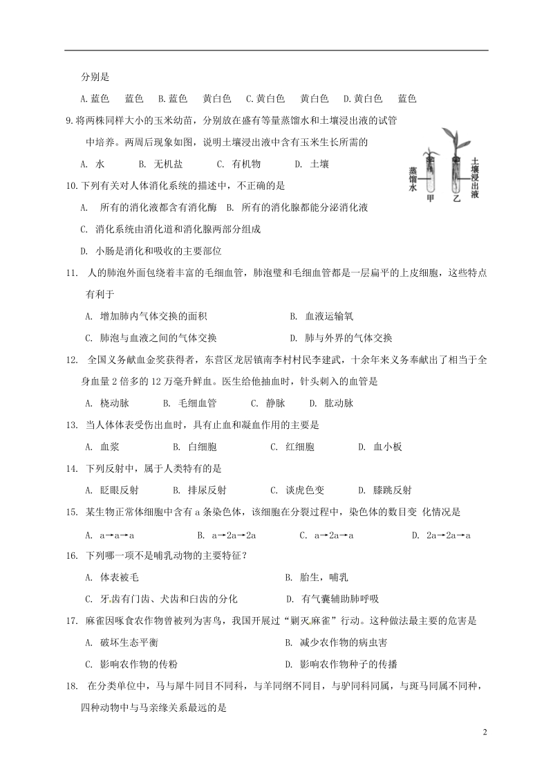 湖北省宜昌市东部2017_2018学年八年级生物下学期期中试题新人教版.doc_第2页