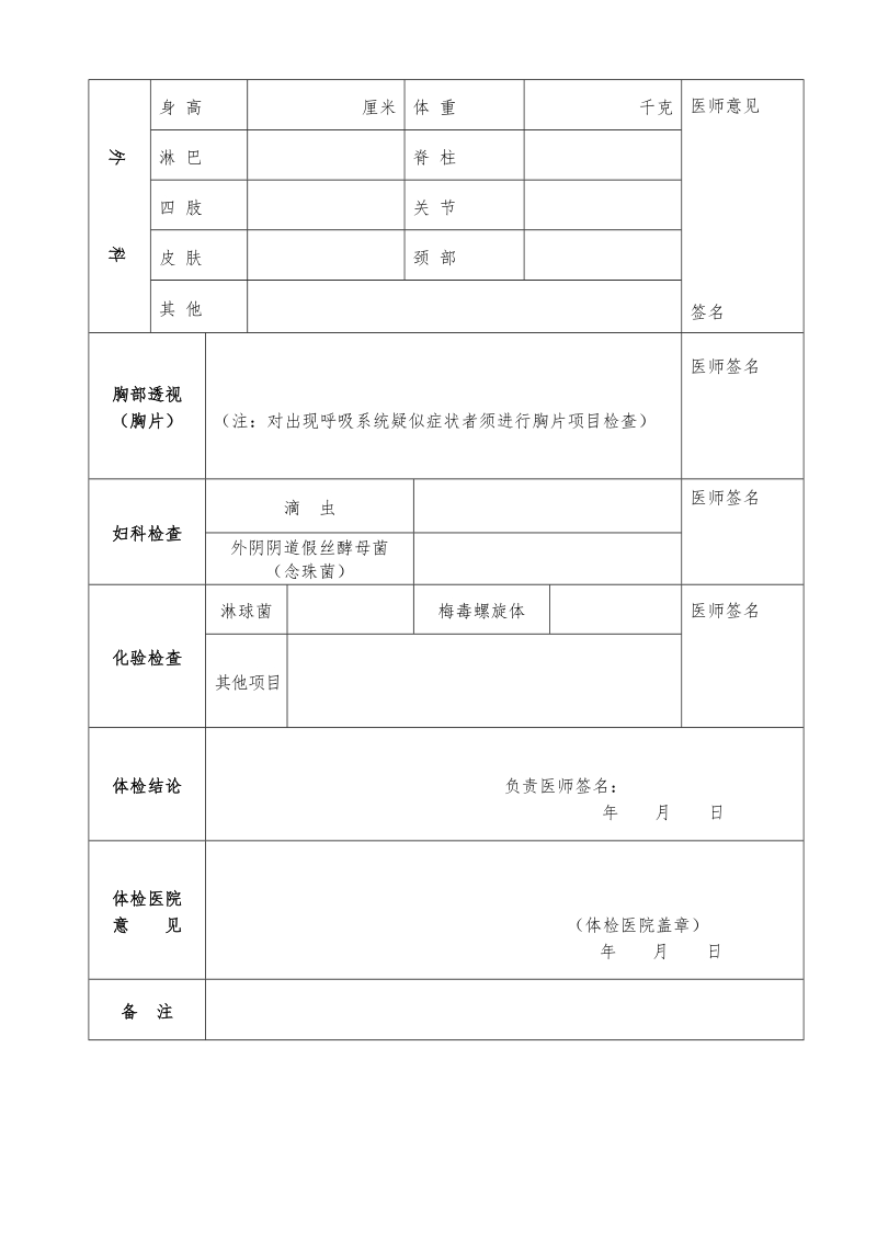 江苏省幼儿园教师资格申请人员体检表.doc_第2页