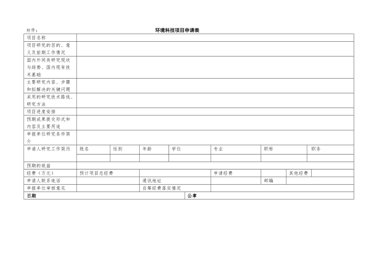 附件：环境科技项目申请表.doc_第1页