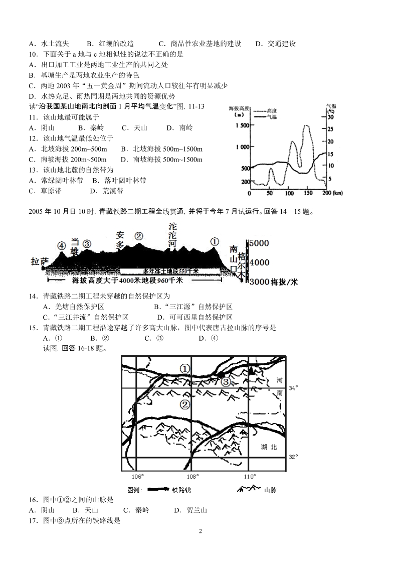 读我国四大盆地分布示意图，分析回答1-3题.doc_第2页