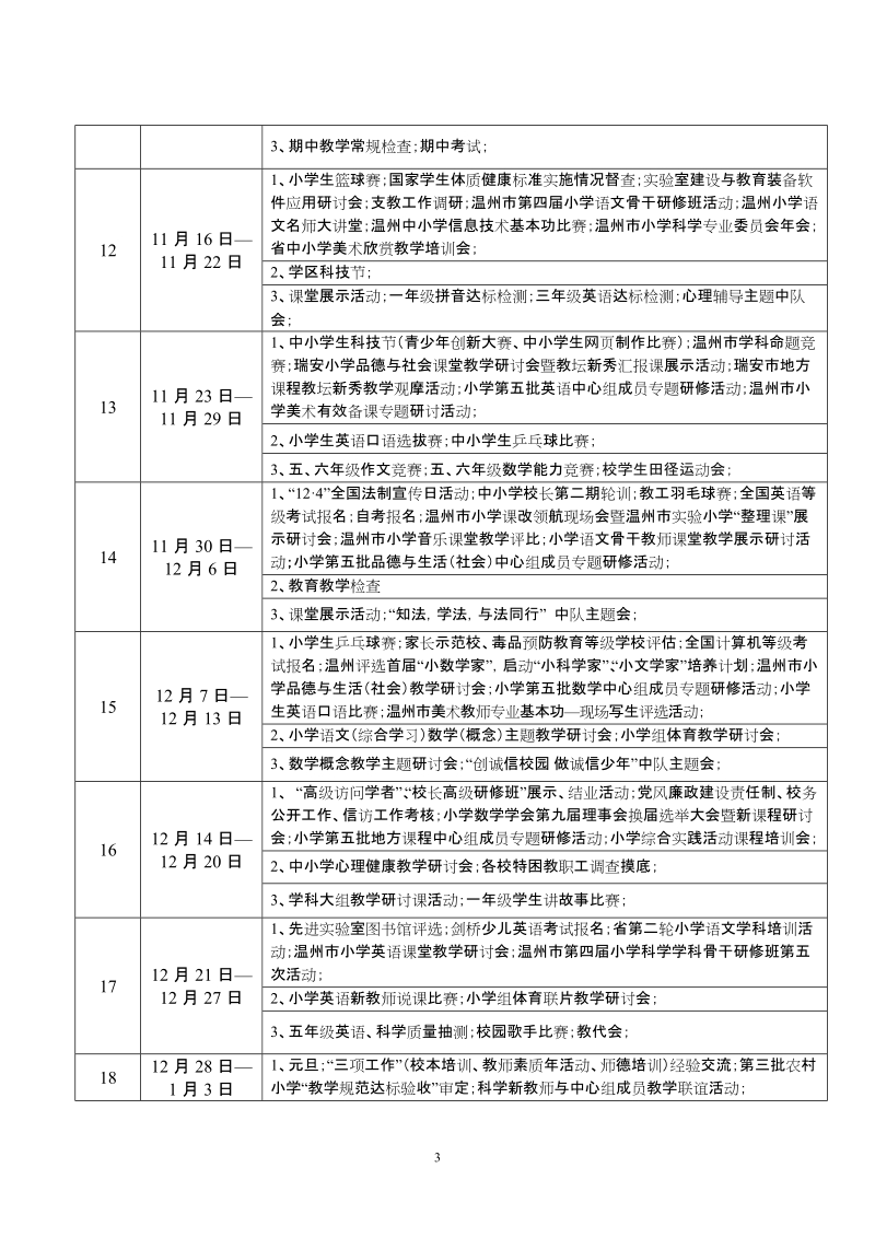 飞云镇中心小学2007学年第一学期行事历.doc_第3页