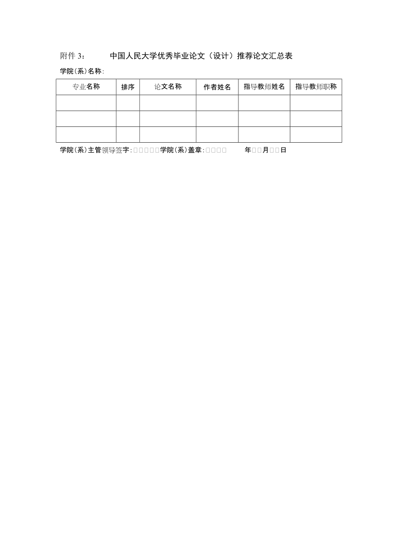 附件1：中国人民大学优秀毕业论文（设计）推荐表.doc_第3页